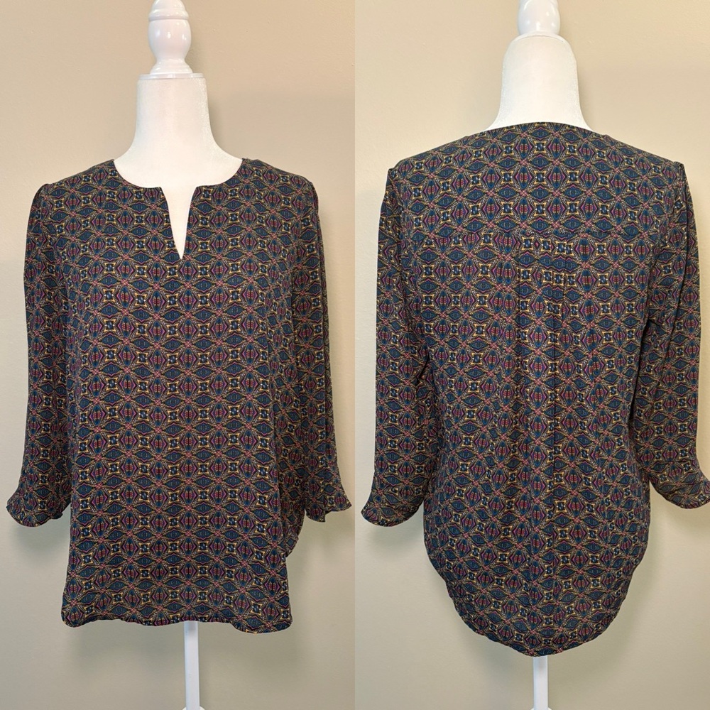 The Limited Black and Gold Patterned Blouse